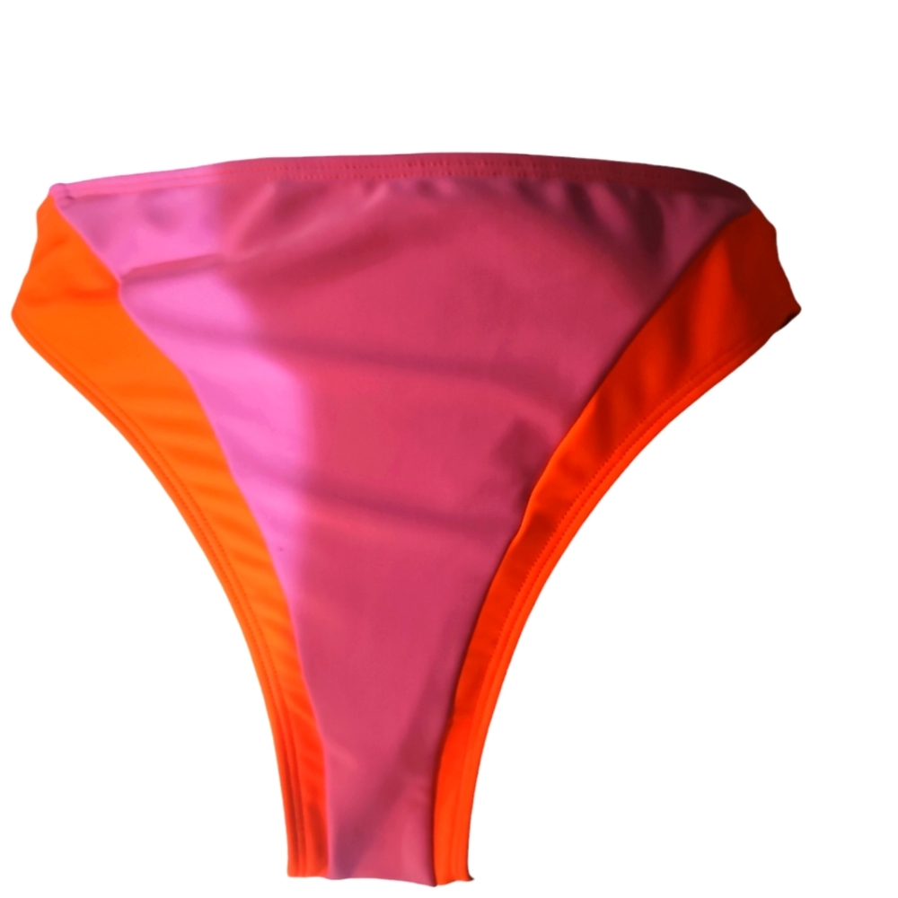 SEEA BY FREE PEOPLE WOMEN VEGA MID RISE BIKINI BOTTOM PURPLE ORANGE COLOR SIZE M